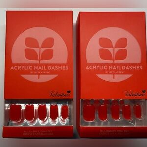 Set of 2 Red Aspen Endearing Edith Valentine Acrylic Nail Dashes NEW